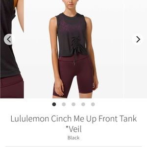 Lululemon “Cinch Me Up Front Tank *veil” black size 6
